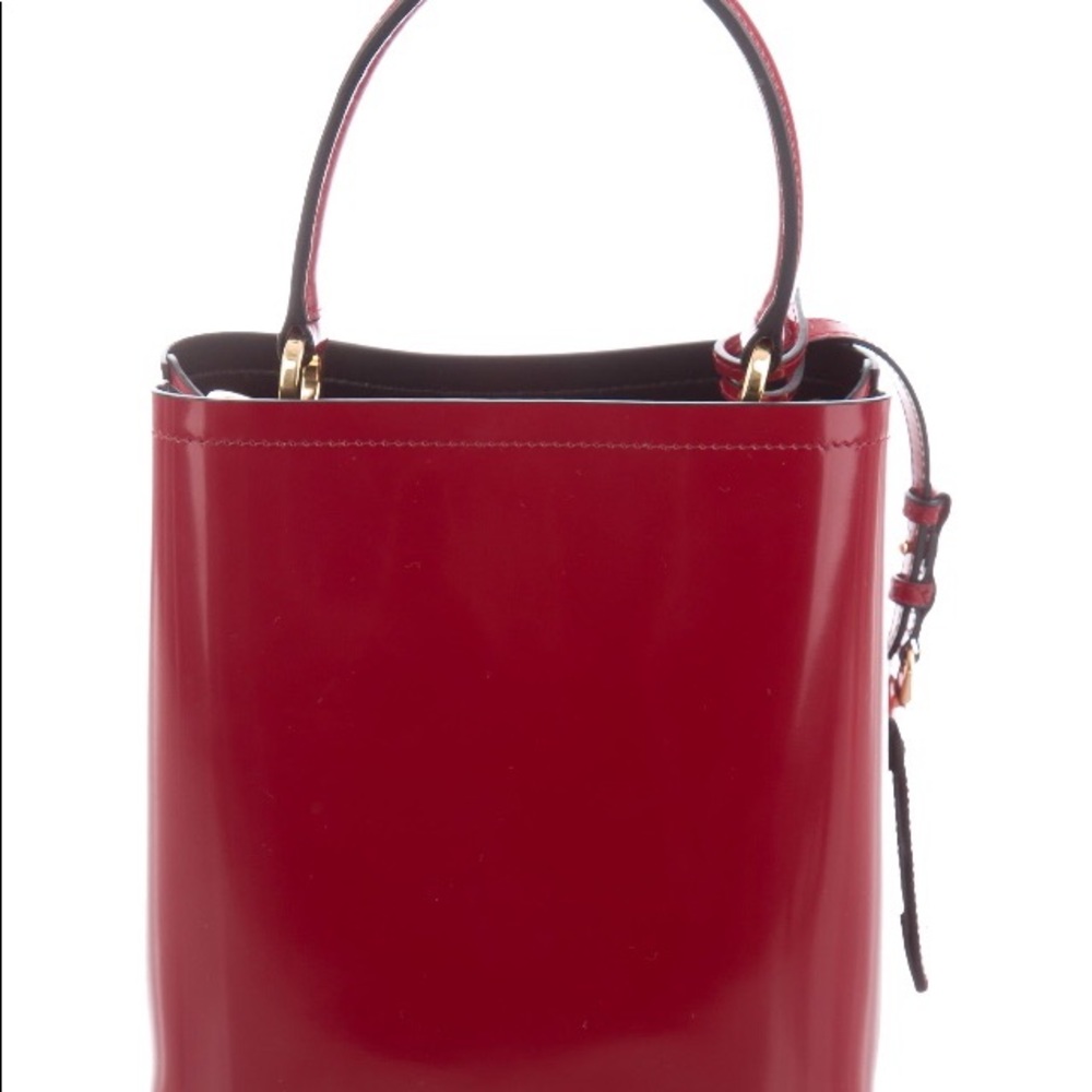 SOLD NEW Prada Small Red Panier Bucket Bag SOLD Patent Leather SOLD - Picture 8 of 9
